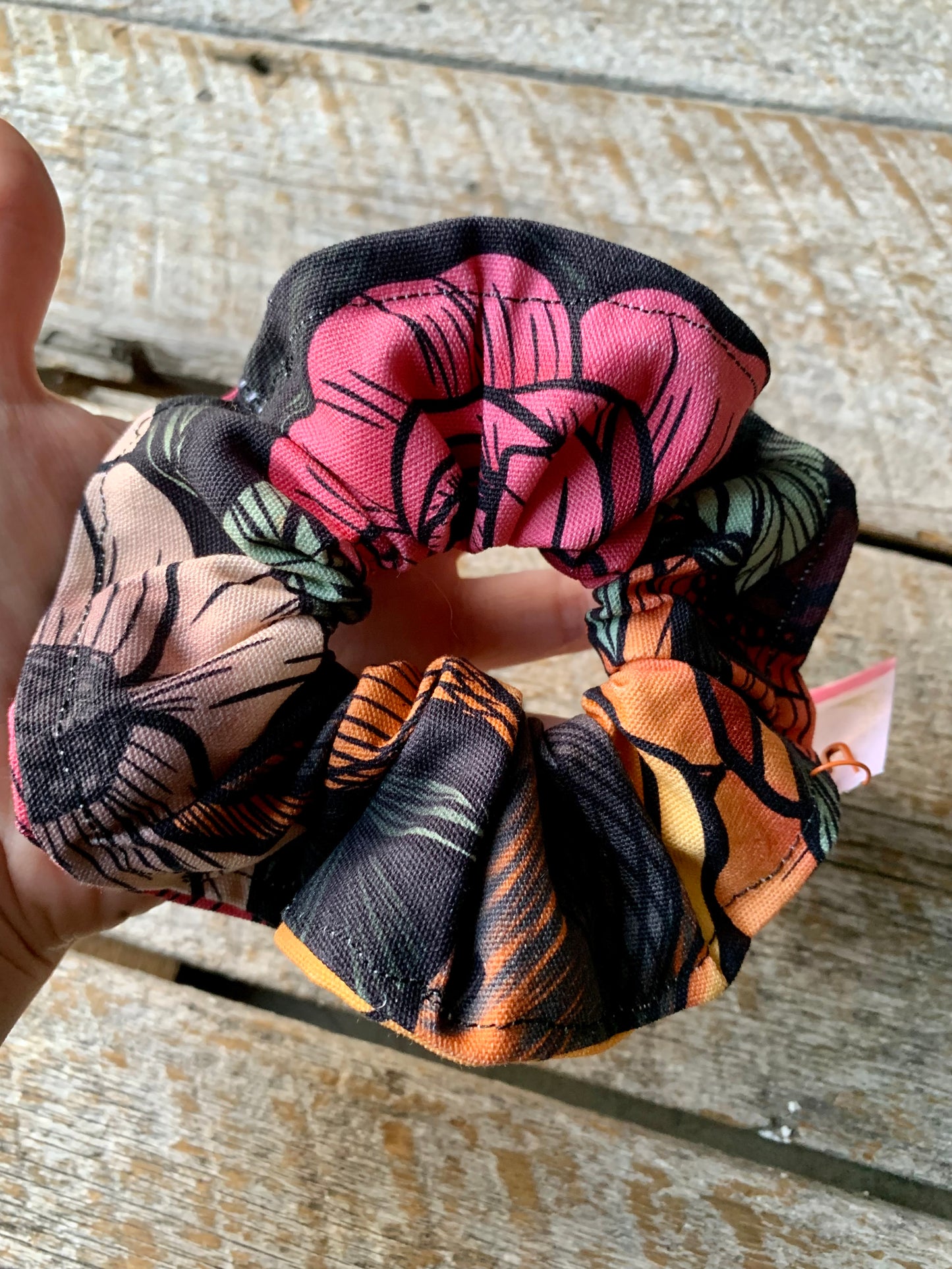Chouchou - Fleurs orange - rose et rouge
