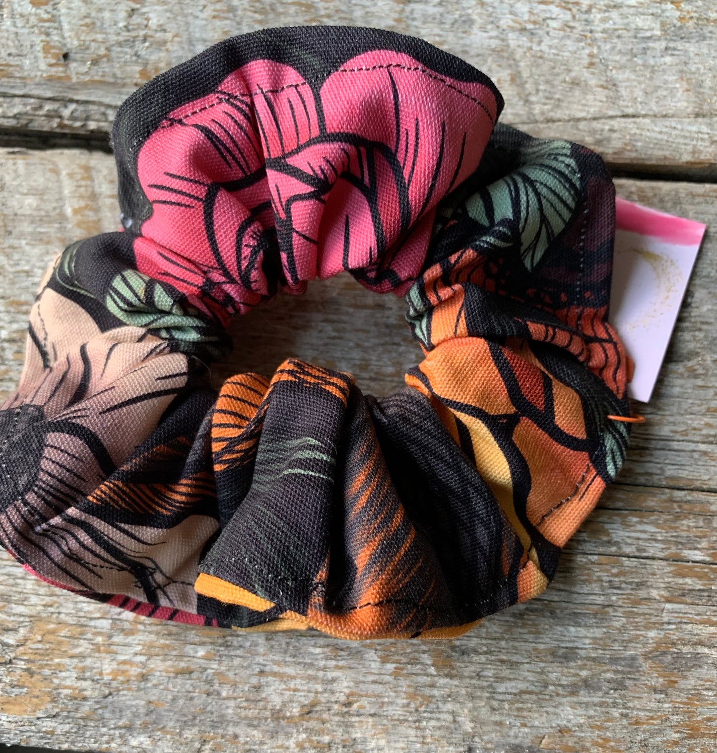 Chouchou - Fleurs orange - rose et rouge
