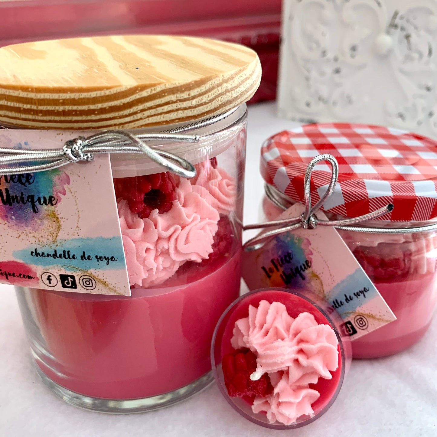 Framboise surette - Bougies de soya & cires à brûleur - Formats variés